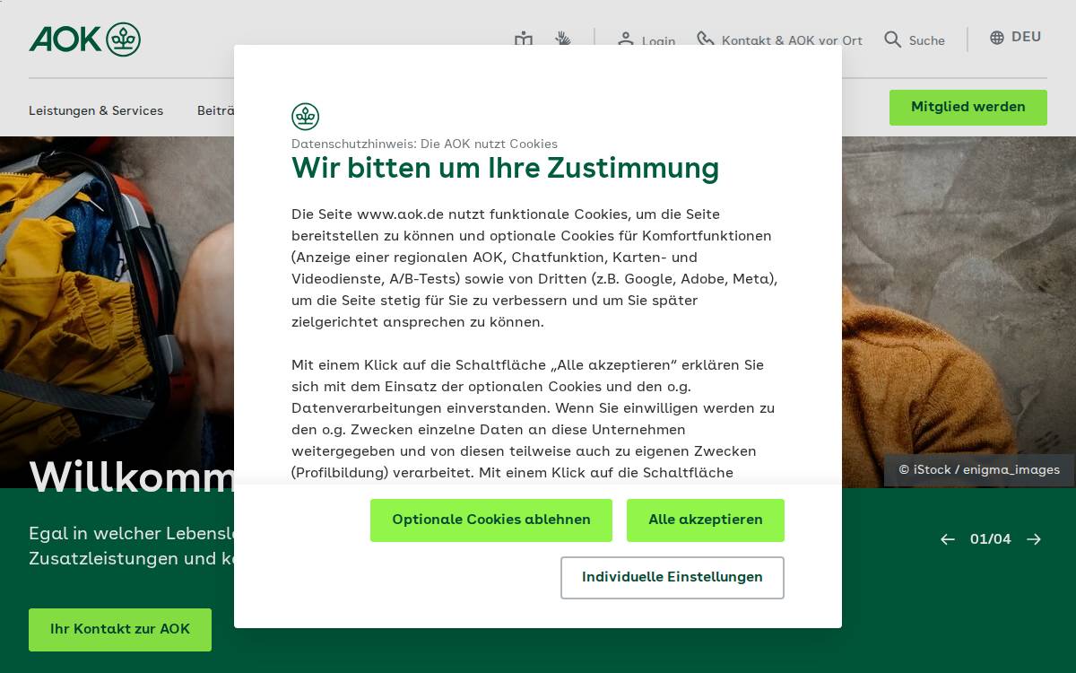 AOK Plus website preview