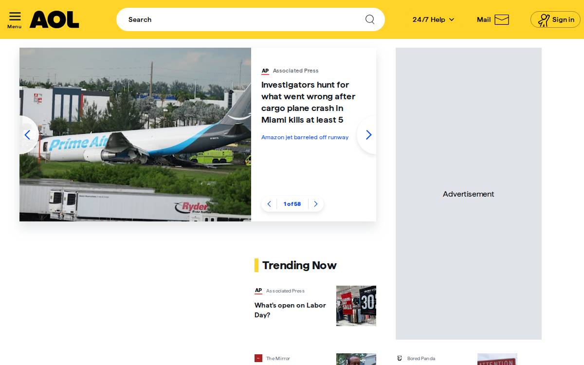 AOL website preview