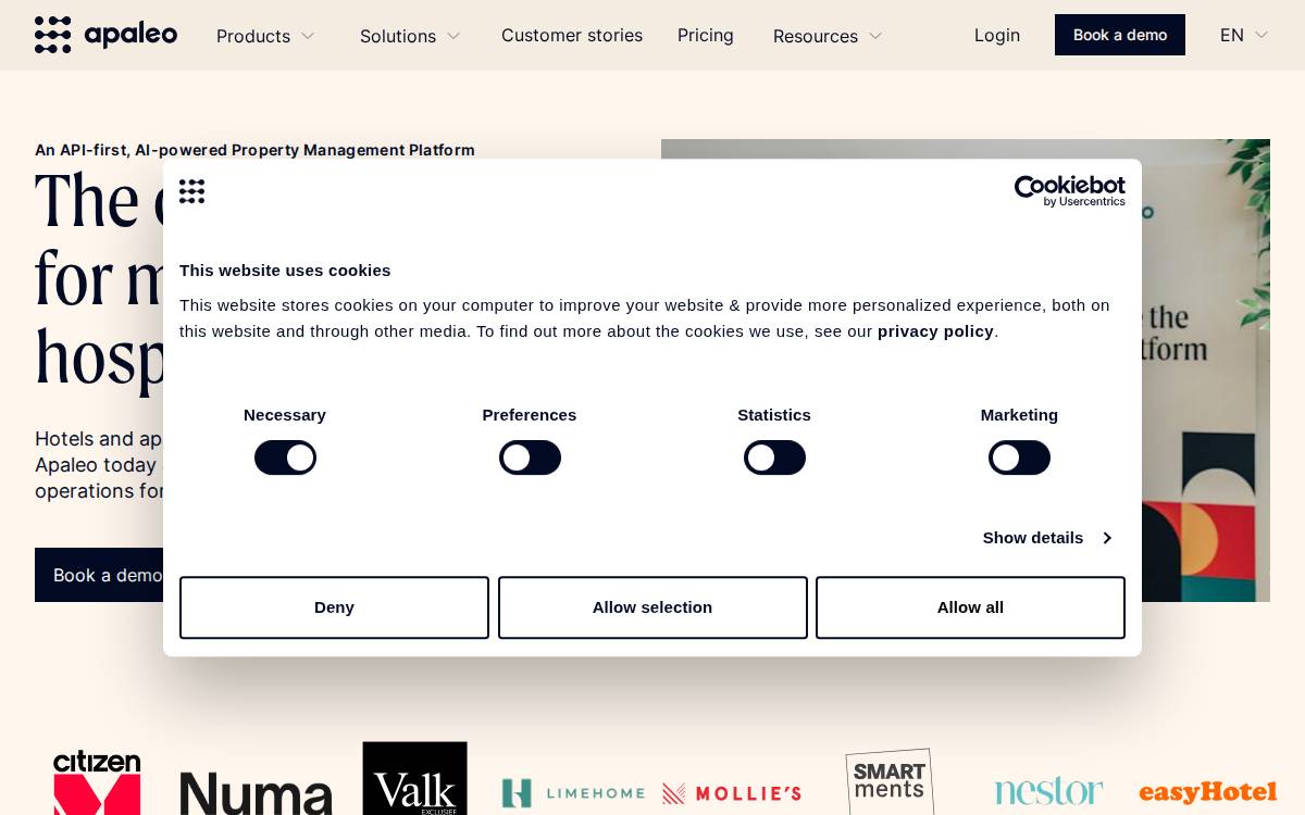 Apaleo website preview