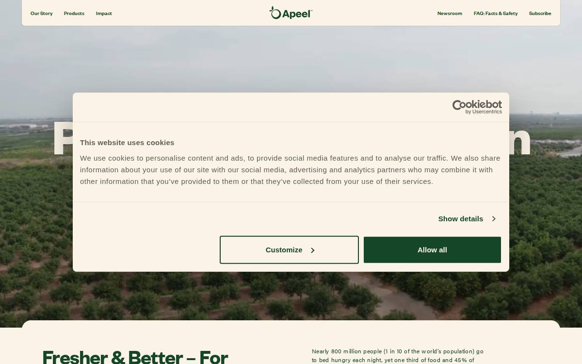 Apeel Sciences website preview
