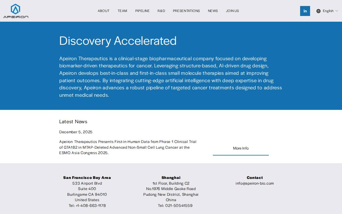Apeiron Therapeutics website preview