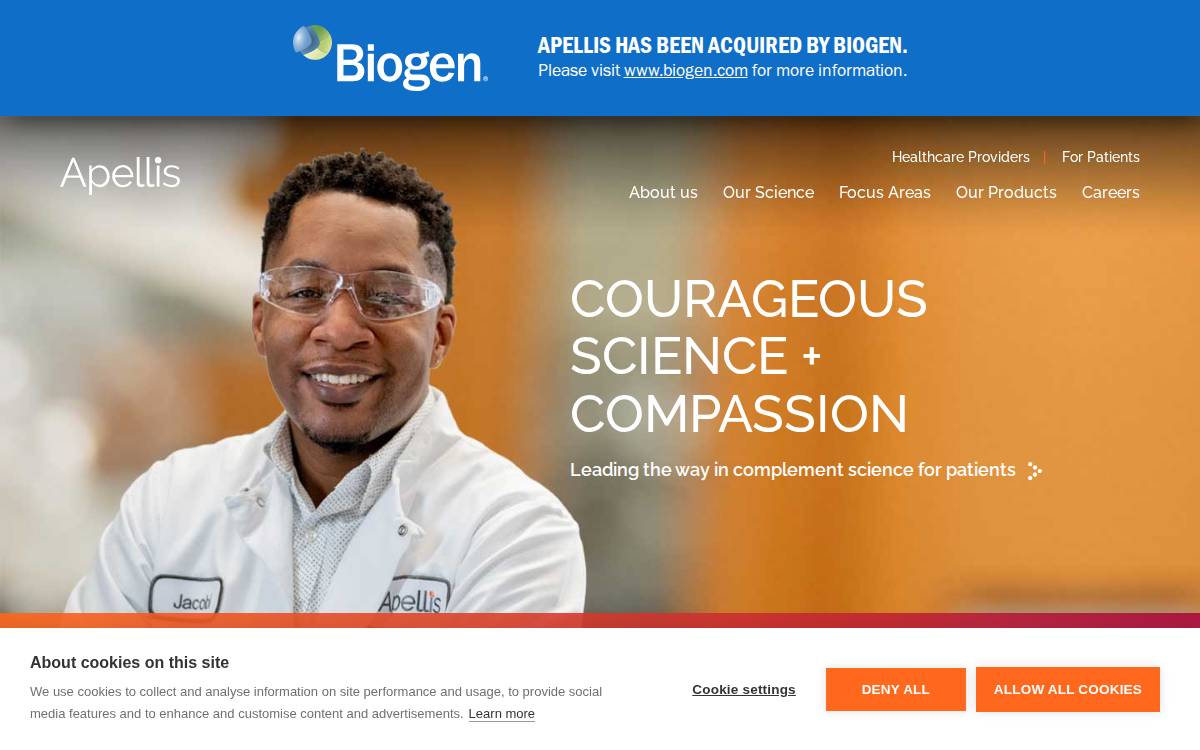 Apellis Pharmaceuticals website preview