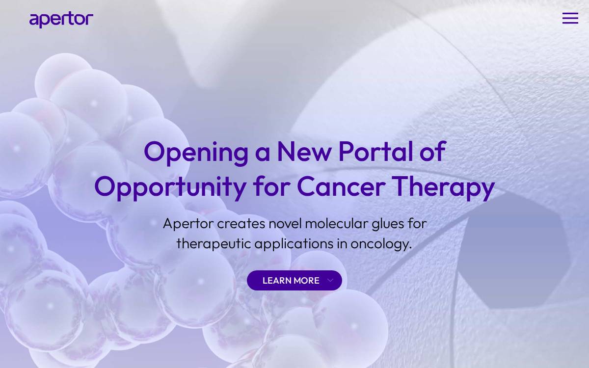 Apertor Pharmaceuticals website preview