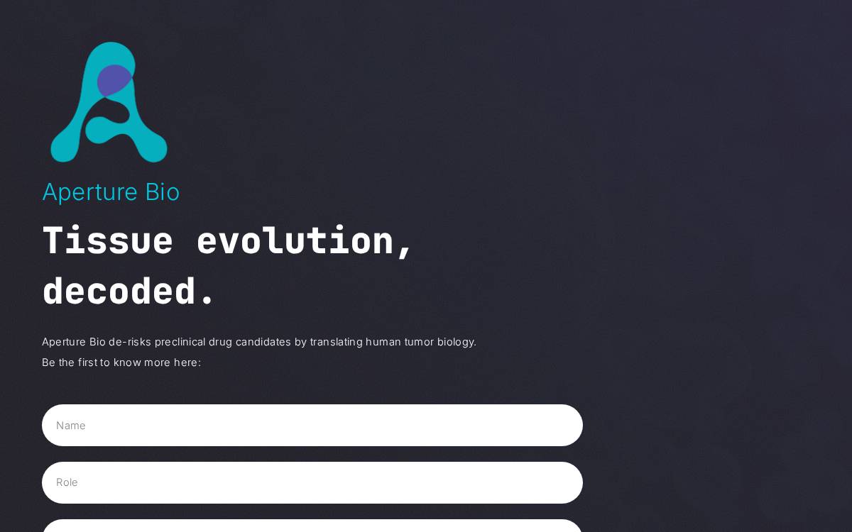 Aperture Bio website preview