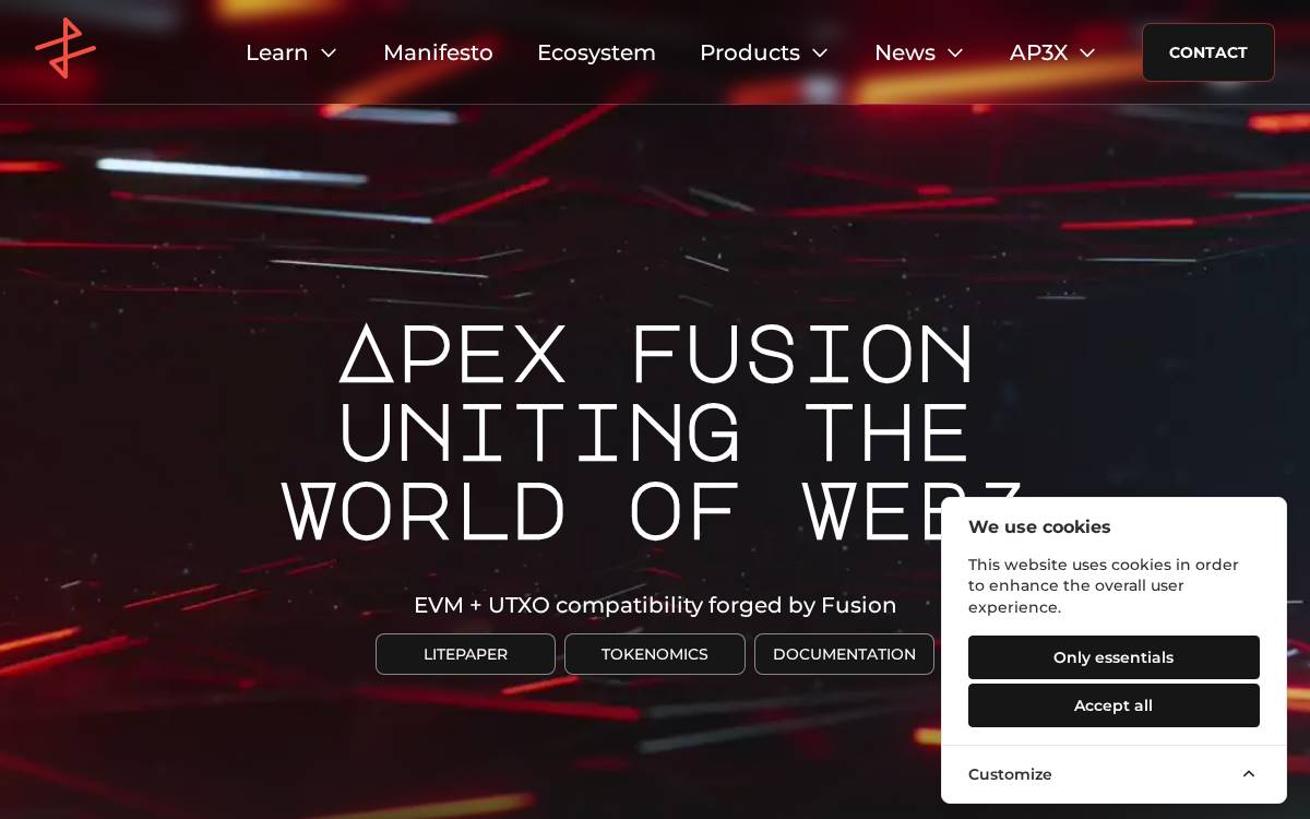 Apex Fusion website preview