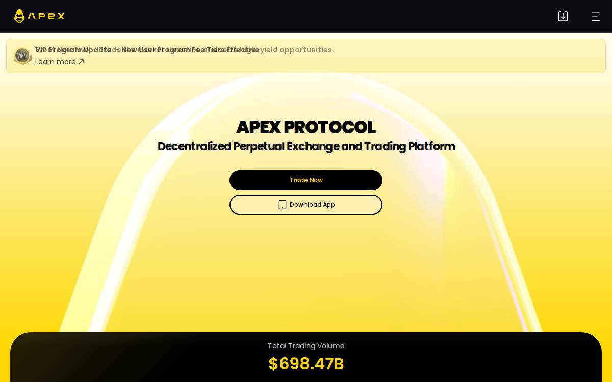 ApeX Protocol website preview