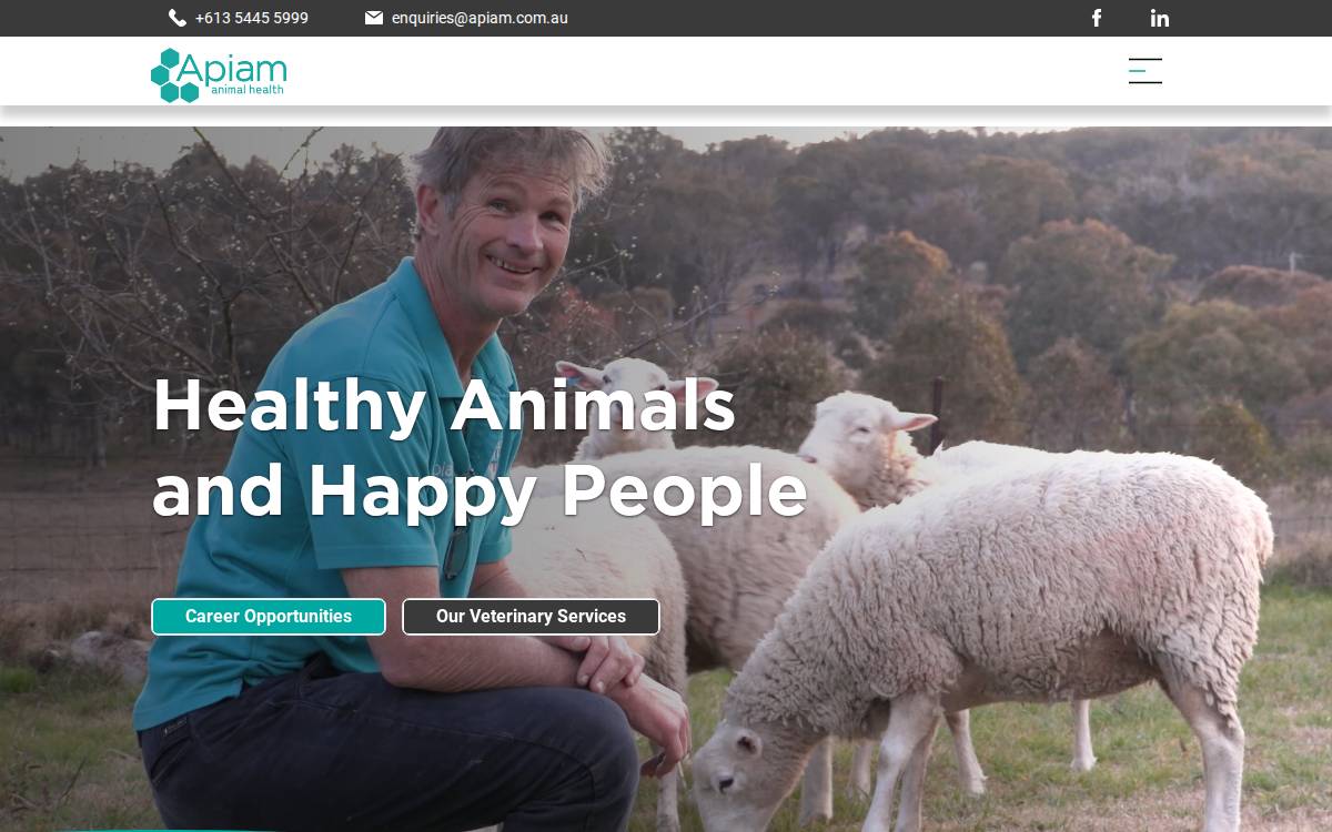 Apiam Animal Health website preview