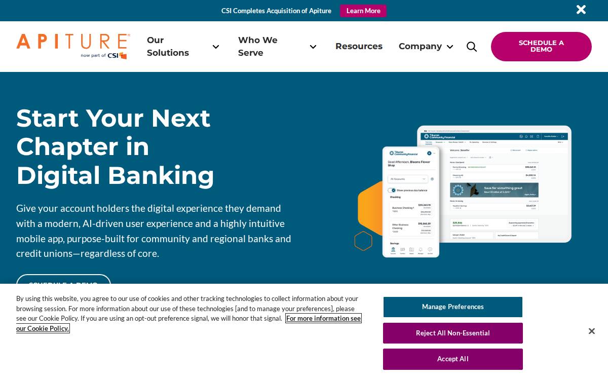 Apiture website preview