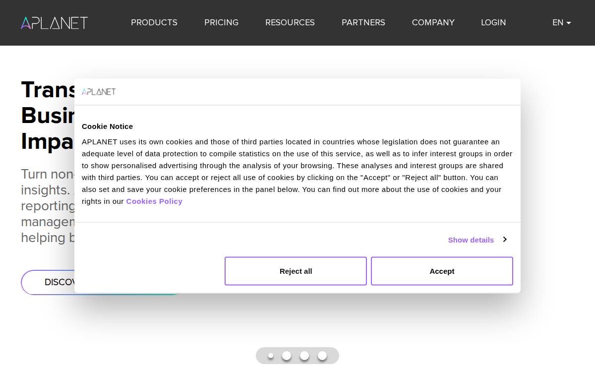 APLANET website preview