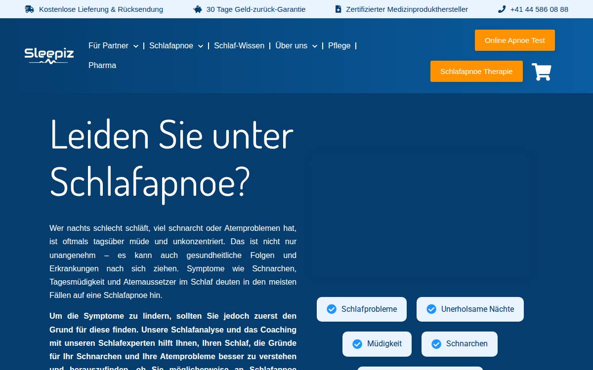 Apnoe Screening website preview