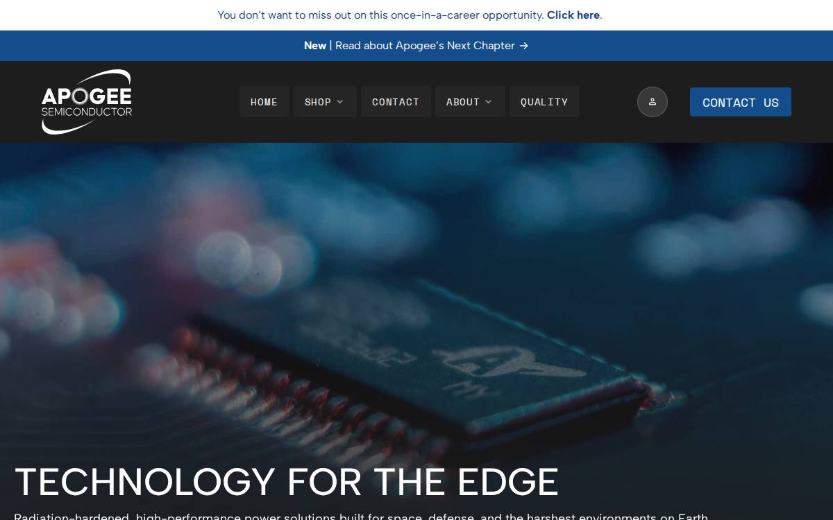APOGEE SEMICONDUCTOR, INC. website preview