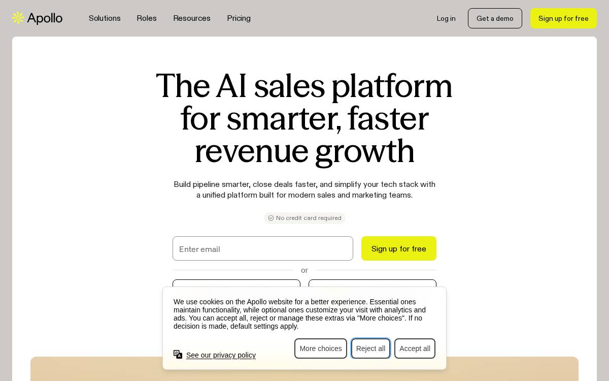 Apollo.io website preview