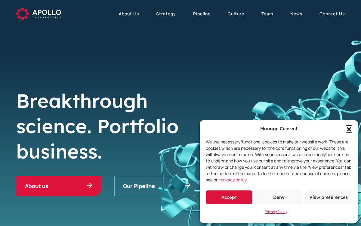 Apollo Therapeutics website preview