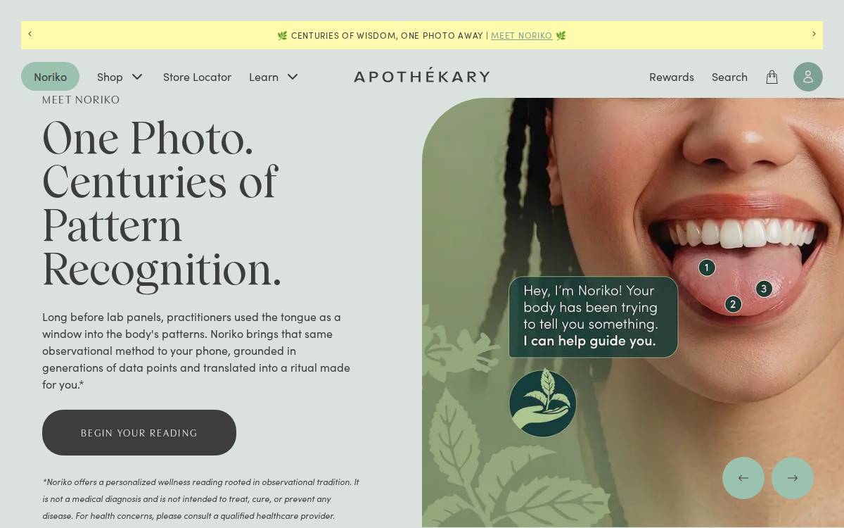 Apothékary website preview