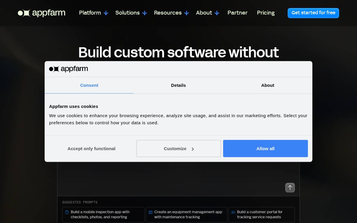 Appfarm website preview