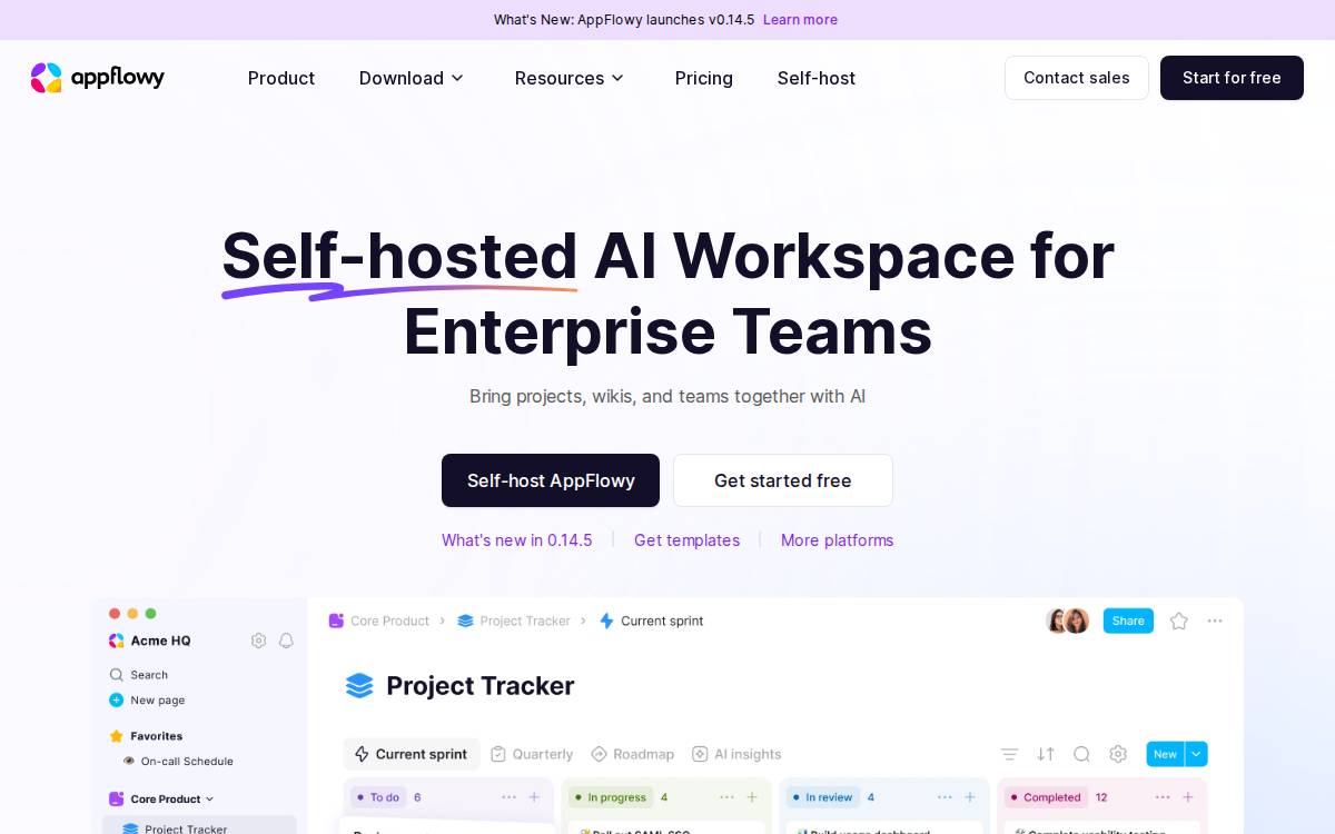 AppFlowy website preview