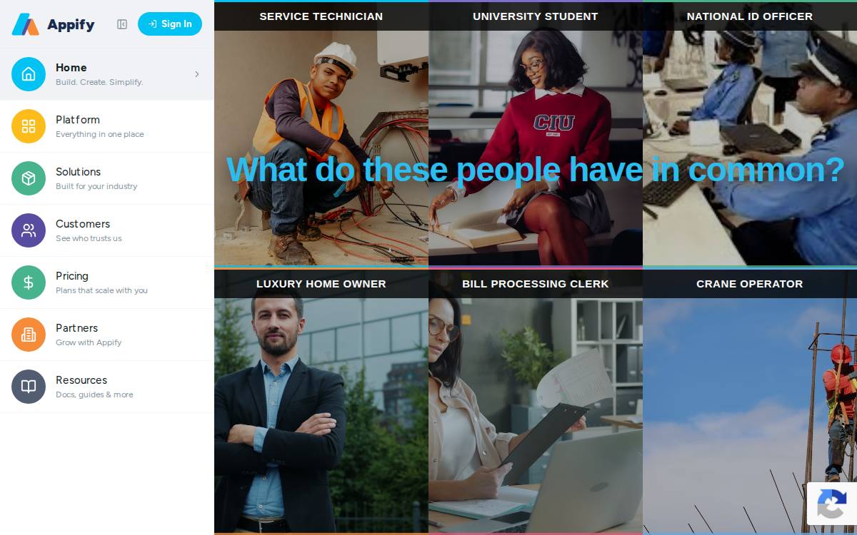 Appify website preview