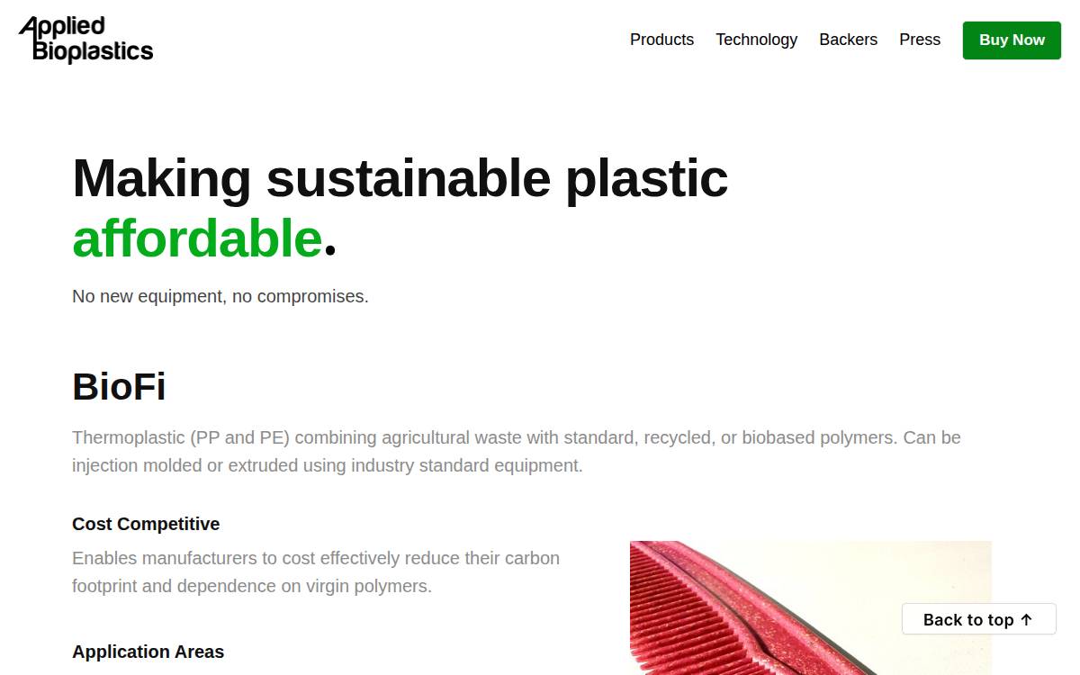 Applied Bioplastic website preview