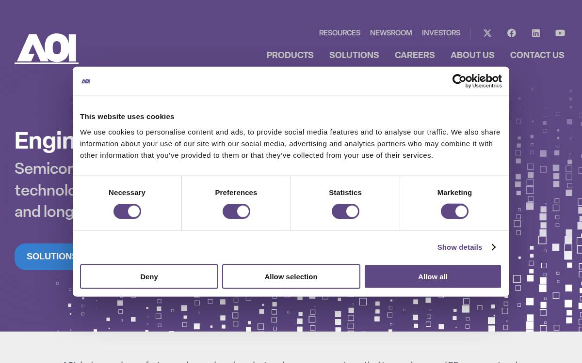Applied Optoelectronics website preview