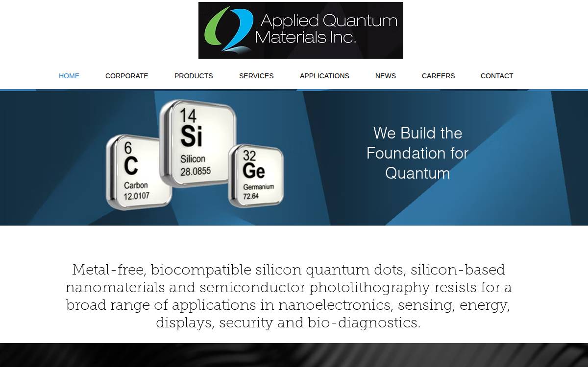 Applied Quantum Materials Inc. website preview