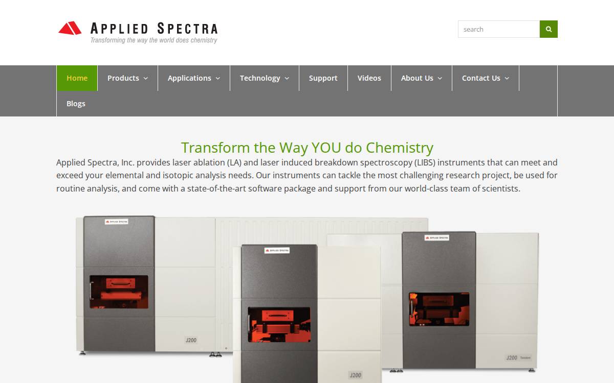 Applied Spectra website preview