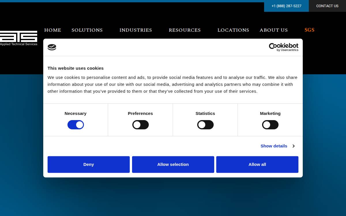 Applied Technical Services website preview