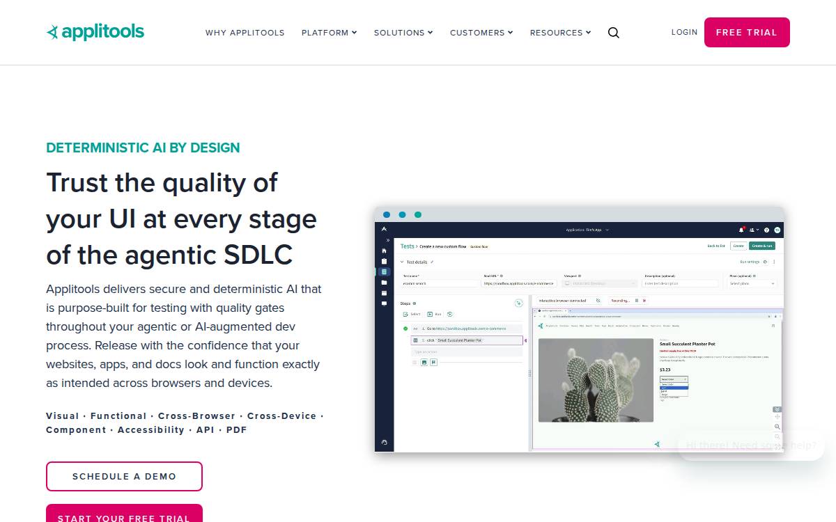 Applitools website preview