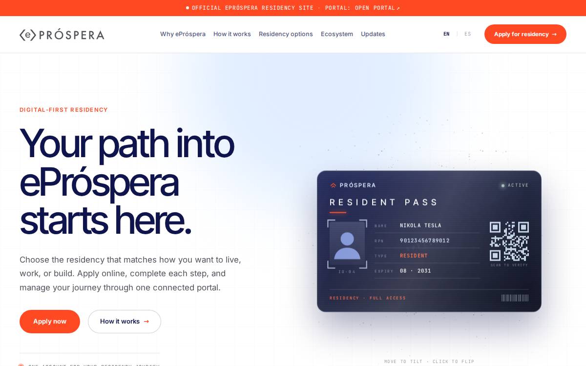 Apply for E-Residency website preview