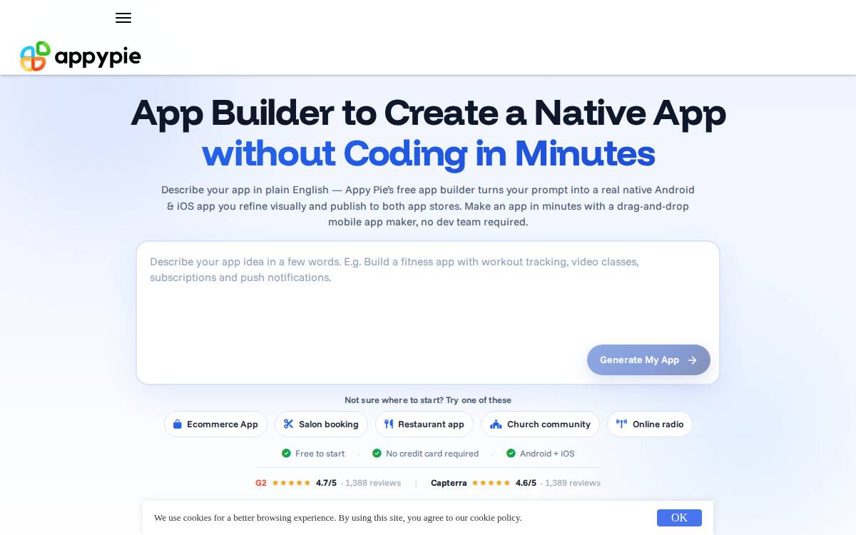 AppMakr website preview