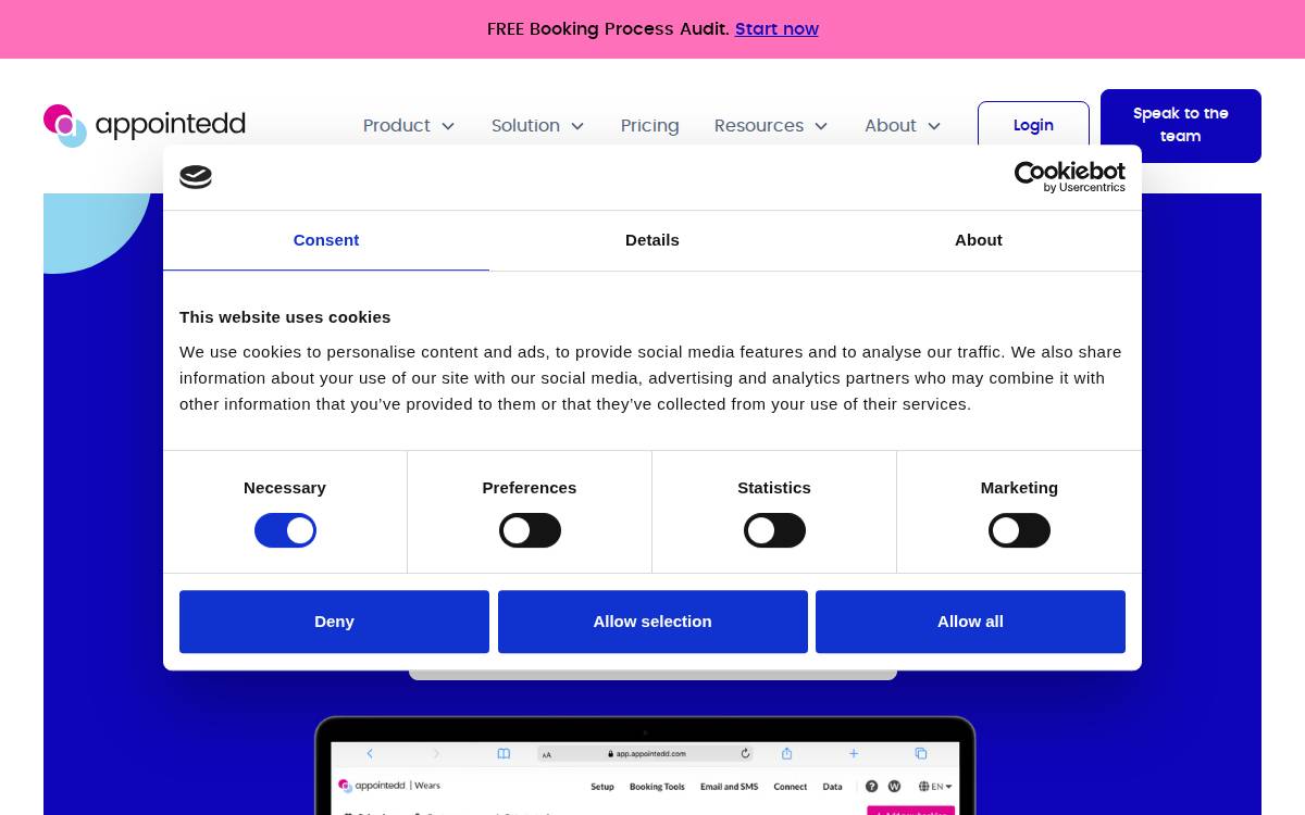 Appointedd website preview