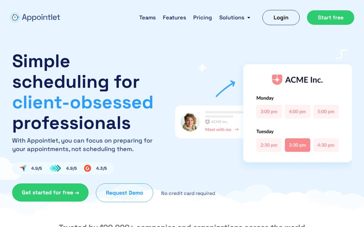 Appointlet website preview