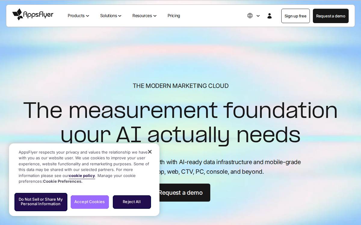 AppsFlyer website preview