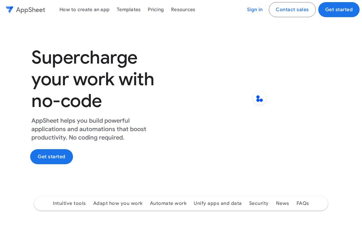 AppSheet website preview