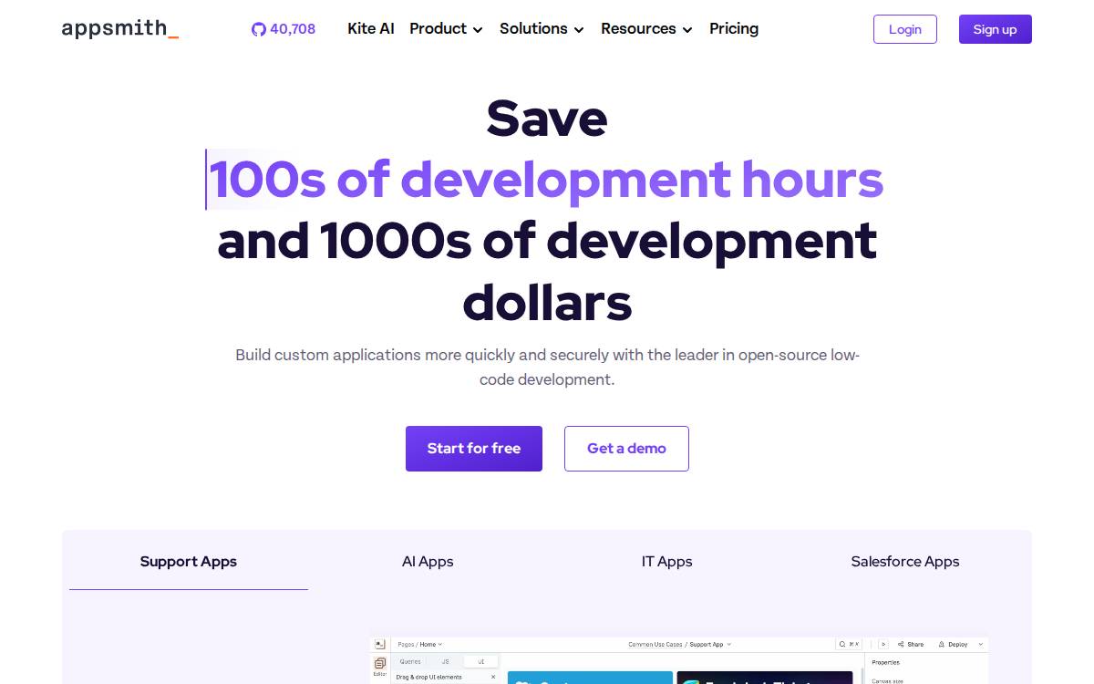 Appsmith website preview