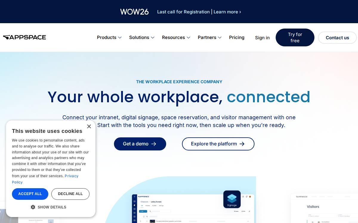 Appspace website preview