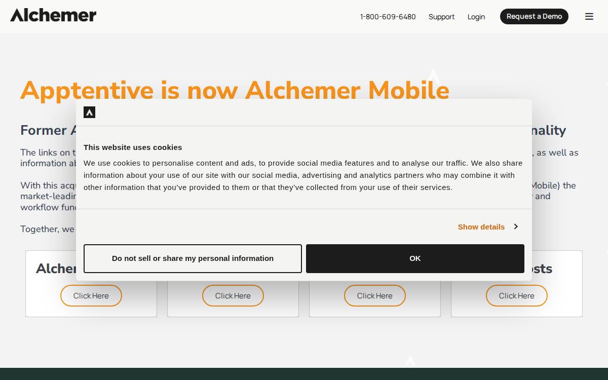 Apptentive website preview