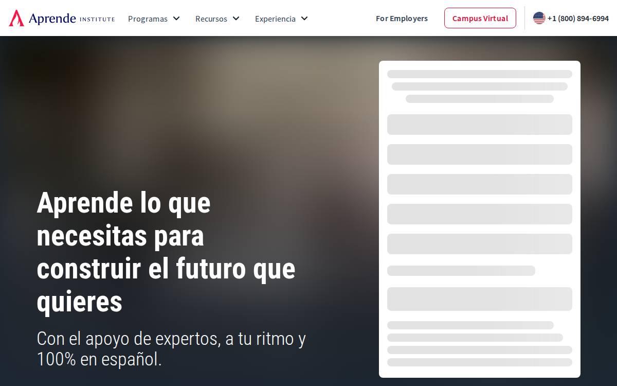 Aprende Institute website preview