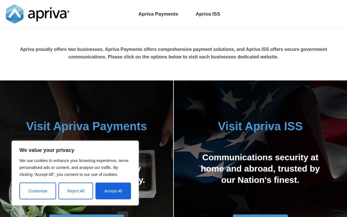 Apriva website preview