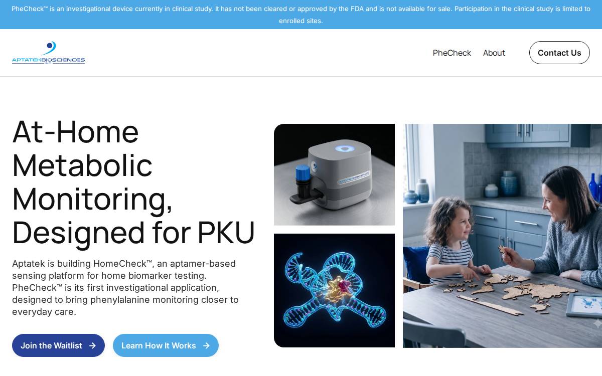 Aptatek website preview