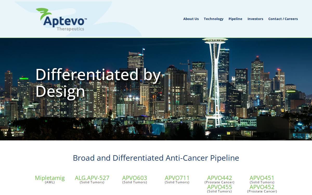 Aptevo Therapeutics website preview