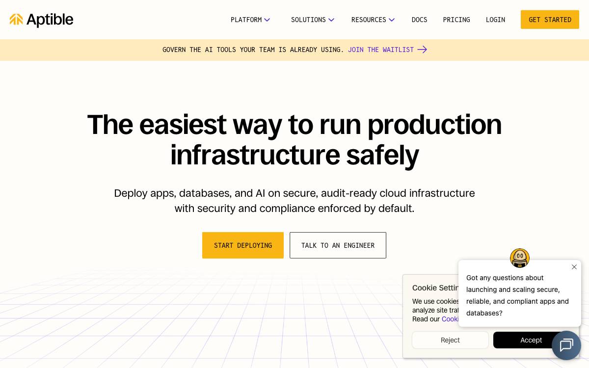 Aptible website preview