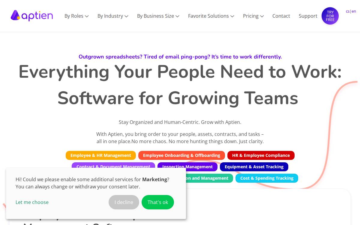 Aptien website preview