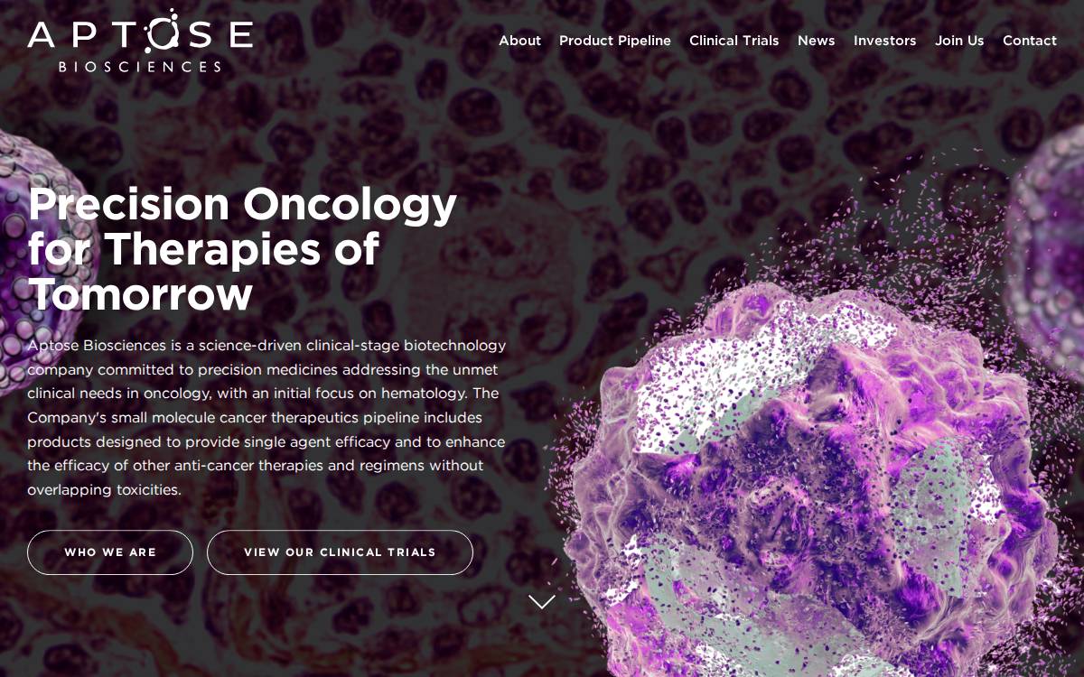 Aptose Biosciences Inc. website preview