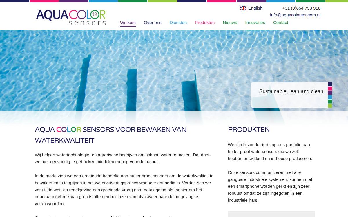 Aqua Color Sensors website preview