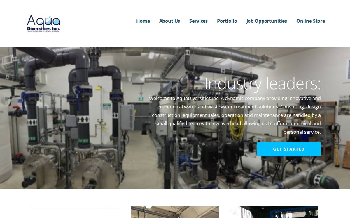 Aqua Diversities Inc, website preview