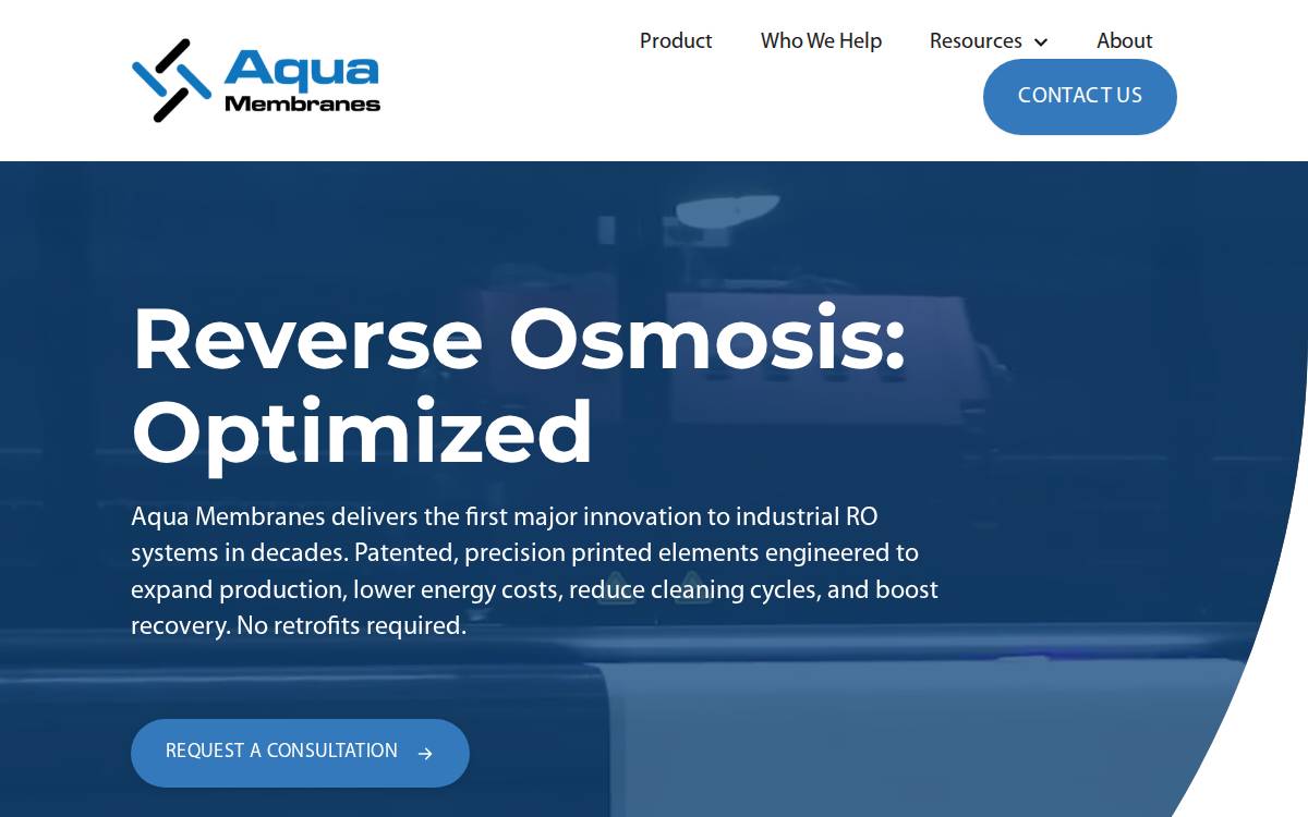 Aqua Membranes website preview