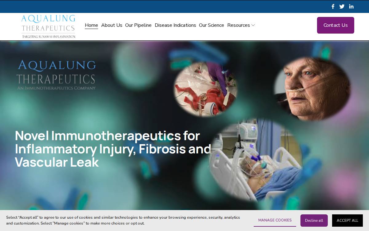 Aqualung Therapeutics website preview