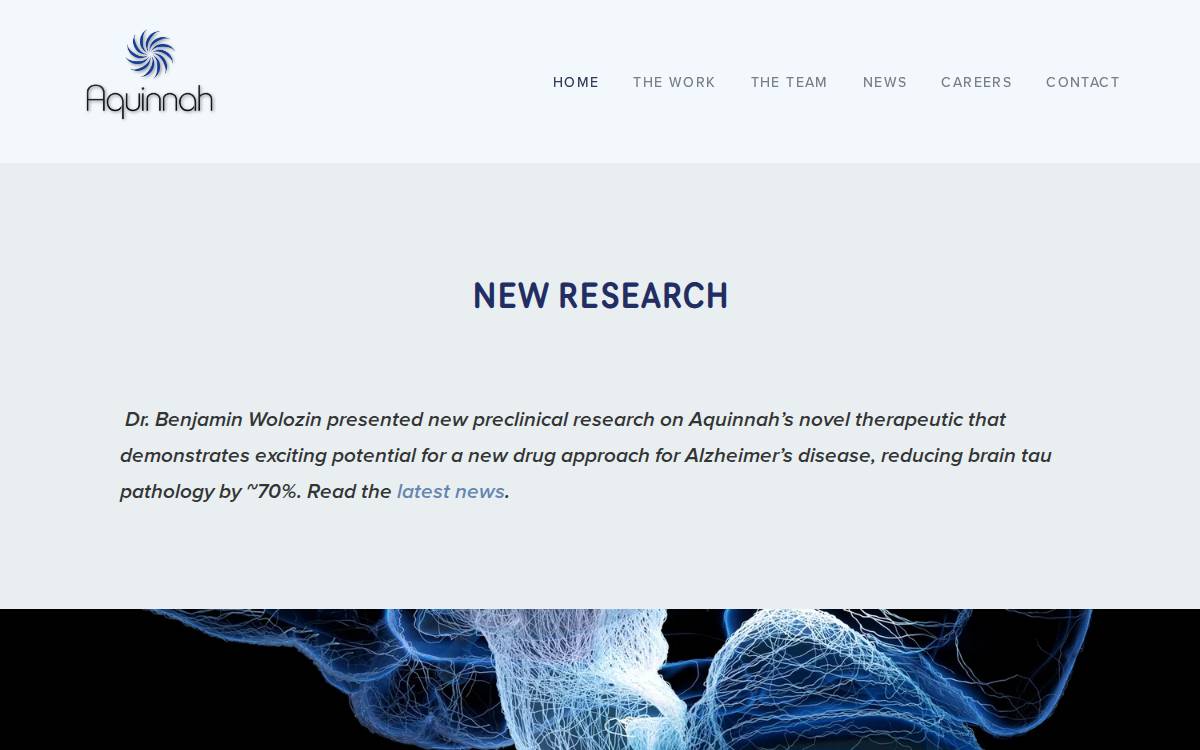 Aquinnah Pharmaceuticals website preview