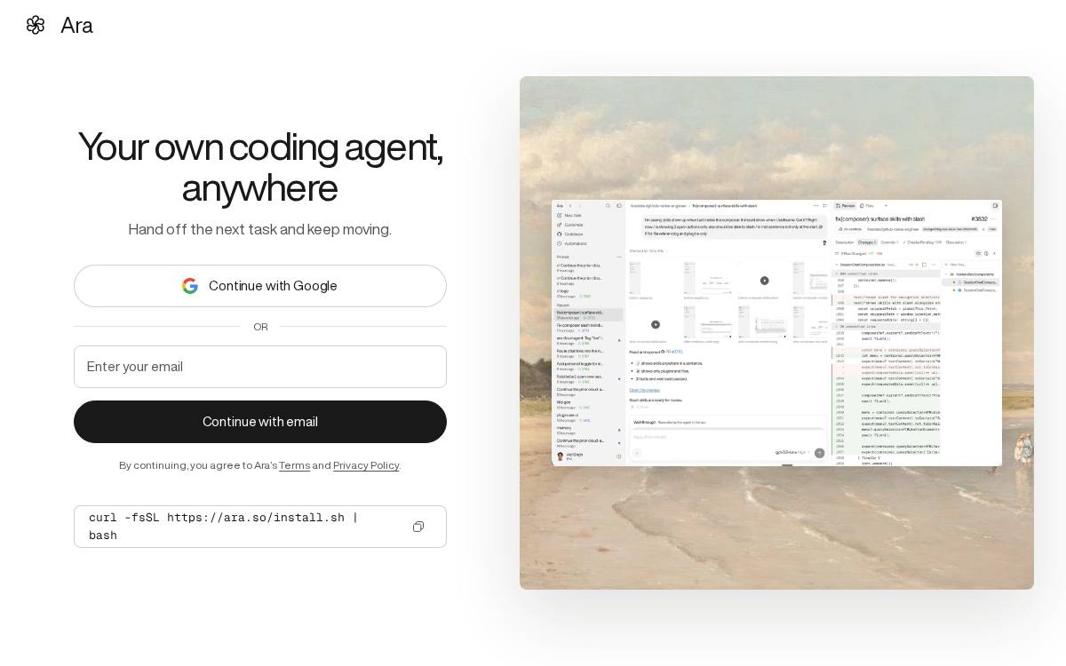 Ara website preview