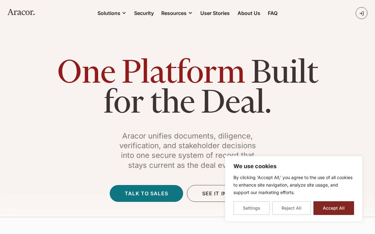 Aracor website preview
